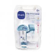 Miniatura - MAM BABY BROCHE CHUPETE Y CUBRETETINA AZUL CLIP IT & COVER (1 UNIDAD)