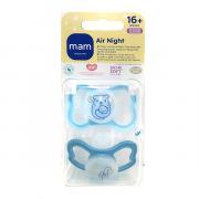 Miniatura - MAM BABY CHUPETE AIR SILICONA NIGHT ANIMAL 16M+ AZUL (2UDS)