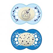 Miniatura - MAM BABY ORIGINAL NIGHT PURE SILICONA +16M AZUL (2 UDS)