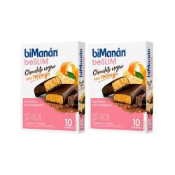beSLIM Barritas de Chocolate Negro y Naranja (2 UNIDADES X 10 BARRITAS)