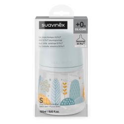 BIBERÓN TETINA FISIOLÓGICA SILICONA SX PRO FLUJO LENTO +0M PRINTS (150ML)