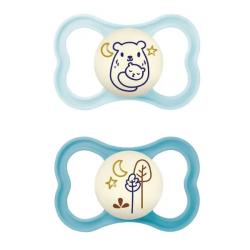 CHUPETE AIR SILICONA NIGHT ANIMAL 16M+ AZUL (2UDS)