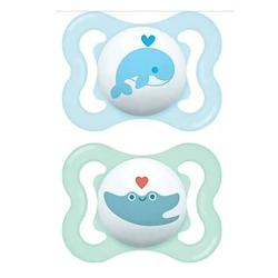 CHUPETE AIR SILICONA SKIN-SOFT 2-6M AZUL BALLENA (2UDS)