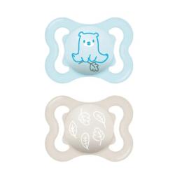 CHUPETE SUPREME CON TETINA DE SILICONA 2-6M AZUL (2 UNIDADES)