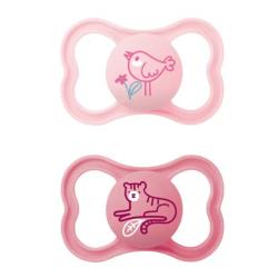 CHUPETE SUPREME CON TETINA DE SILICONA ROSA +6M (2 UNIDADES)