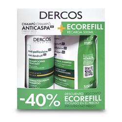 Dercos Champu Anticaspa Cabello Seco (390 ml) + Ecorefill Recarga (500ml) 