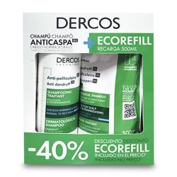 Dercos Champu Anticaspa Normal a Graso (390 ml) + Ecorefill Recarga (500ml) 