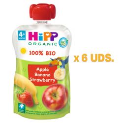 POUCHES DE MANZANA PLATANO Y FRESA BIO (100G X 6 UNIDADES)