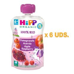 POUCHES UNICORN DE MANZANA FRAMBUESA Y GRANADA BIO (100G X 6 UNIDADES)