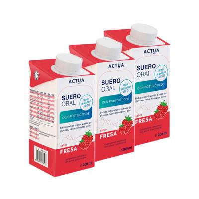 ACTUA SUERO ORAL SABOR FRESA (3 TRETABRIKS X 200ML)