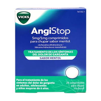ANGISTOP 5 MG/1MG (24 COMP. PARA CHUPAR SABOR MENTOL)