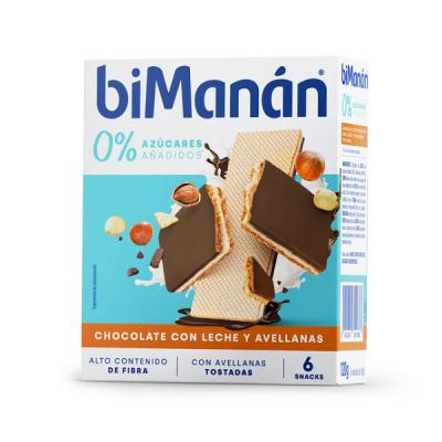 BEKOMPLET BARQUILLO CHOCOLATE CON LECHE Y AVELLANAS (6 UNIDADES)