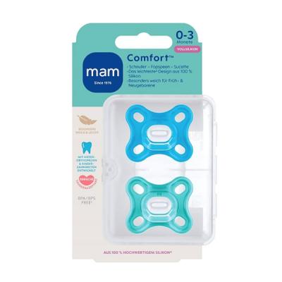 CHUPETE COMFORT TODO SILICONA 0-3M+ AZUL (2UDS)