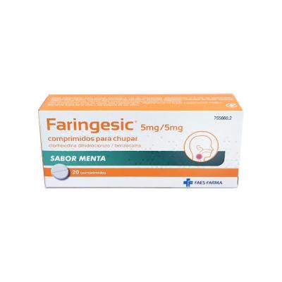 FARINGESIC 5MG/5MG COMPRIMIDOS PARA CHUPAR SABOR MENTA (20 COMPRIMIDOS)