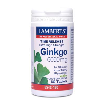 GINKGO BILOBA 6000 ALTA POTENCIA (180 VEG.COMPRIMIDOS)