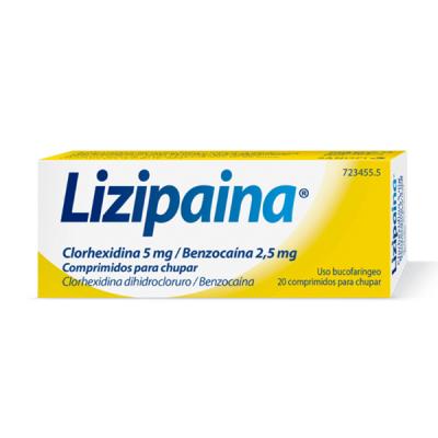 LIZIPAINA CLORHEXIDINA 5MG/BENZOCAINA 2,5MG (20 COMPRIMIDOS PARA CHUPAR)