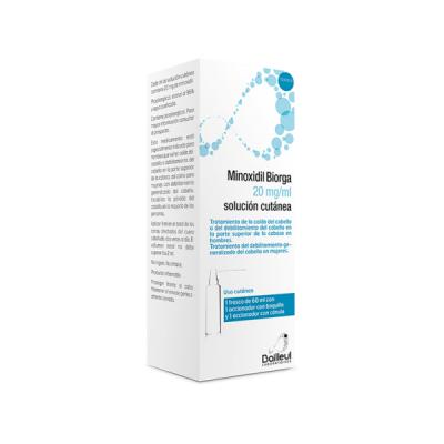 MINOXIDIL BIORGA 20MG/ML SOLUCION CUTANEA  (1 frasco de 60ml y 1 accionador con boquilla y 1 accionador con cánula)