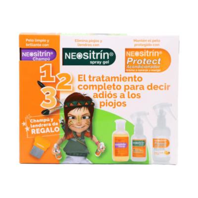 NEOSITRIN TRATAMIENTO ANTIPIOJOS  SPRAY GEL + PROTECT GEL ACONDICIONADOR + CHAMPÚ Y LENDRERA DE REGALO!
