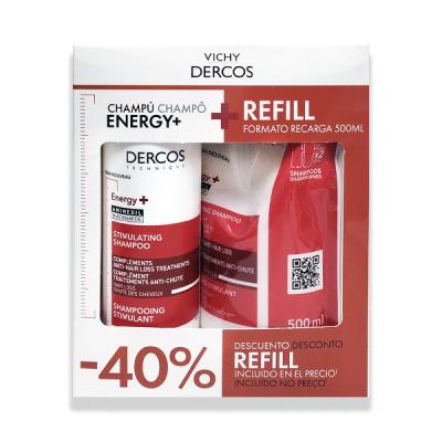 PACK DERCOS ENERGY PLUS CHAMPÚ ESTIMULANTE (400ML+ RECARGA 500ML)