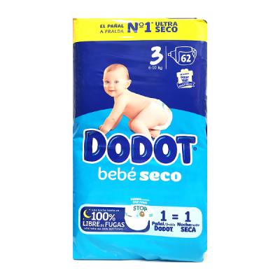 PAÑAL BEBE SECO T.3 6-10KG (62 UNIDADES)
