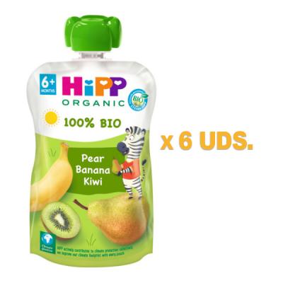 POUCHES DE PERA PLATANO Y KIWI BIO (100G X 6 UNIDADES)
