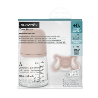 SET ZERO ZERO BIBERÓN (180ML) + CHUPETE -2-2M (COLOR MEDIO)