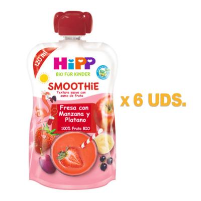 SMOOTHIE DE FRESA CON MANZANA Y PLATANO BIO (120ML X 6 UNIDADES)