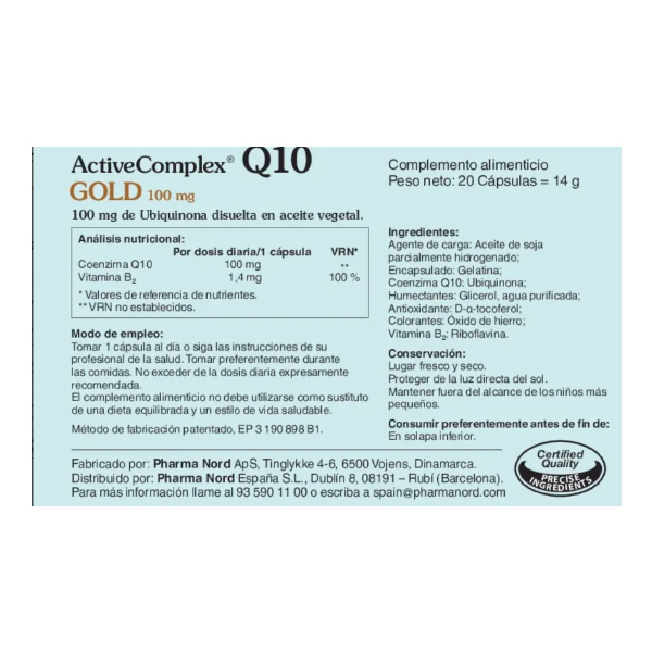PHARMA NORD ACTIVECOMPLEX Q10 GOLD 100MG (90caps +30caps)	