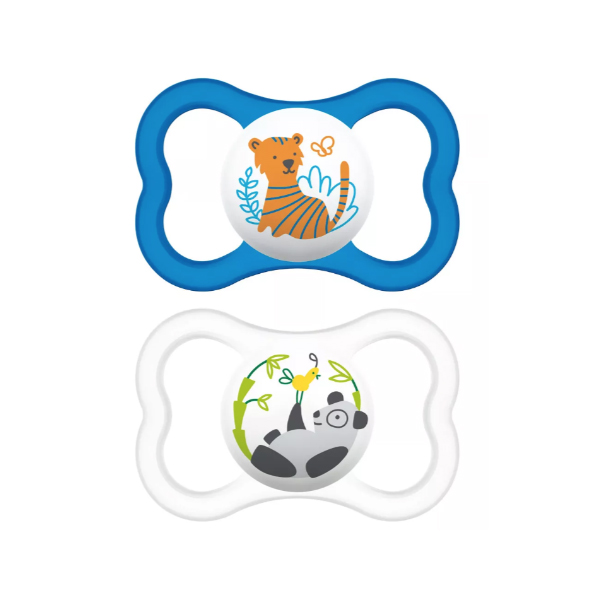 MAM BABY AIR CHUPETE SILICONA ORTODONTICO +6M AZUL (2 UNIDADES)