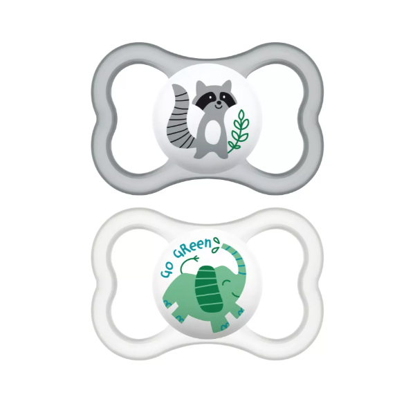 MAM BABY AIR Chupete Silicona Ortodóntico +6M GRIS (2 unidades)