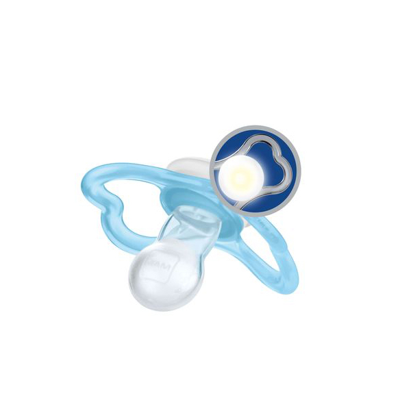 MAM BABY AIR NIGHT CHUPETE SILICONA 6M+ AZUL MATE (2 UNIDADES)