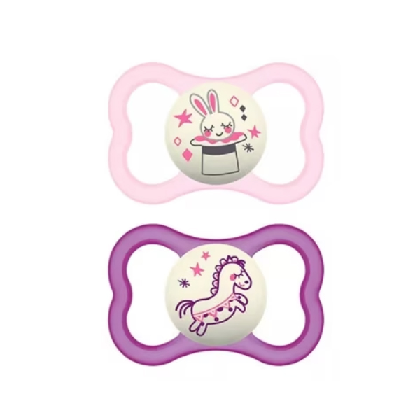 MAM BABY AIR NIGHT CHUPETE SILICONA 6M+ ROSA (2UDS)