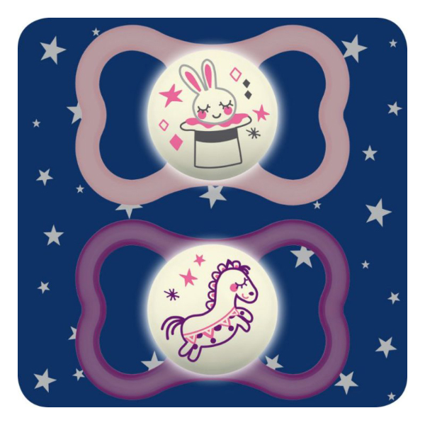 MAM BABY AIR NIGHT CHUPETE SILICONA 6M+ ROSA (2UDS)