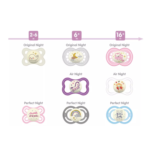 MAM BABY AIR NIGHT CHUPETE SILICONA 6M+ ROSA (2UDS)