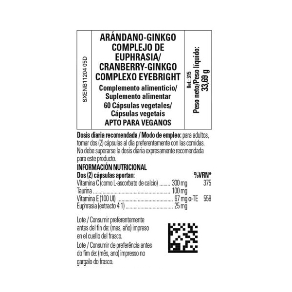 SOLGAR Arándano Ginkgo EYE BRIGHT (60 cáps.vegetales)