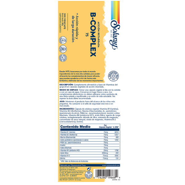 SOLARAY B-COMPLEX 75 (100 VEG.CAPSULAS)