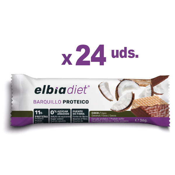 ELBIA BARQUILLO PROTEICO COCO (36G x 24 UNIDADES)