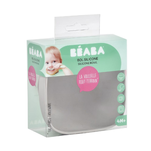 SUAVINEX BEABA BOL SILICONA CON VENTOSA GRIS 4+Meses