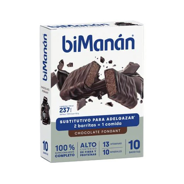 BIMANAN SUSTITUTIVE BARRITAS CHOCOLATE FONDANT (10 UNIDADES)