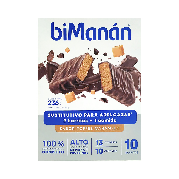 BIMANAN SUSTITUTIVE BARRITAS TOFFEE CARAMELO (10 UNIDADES)