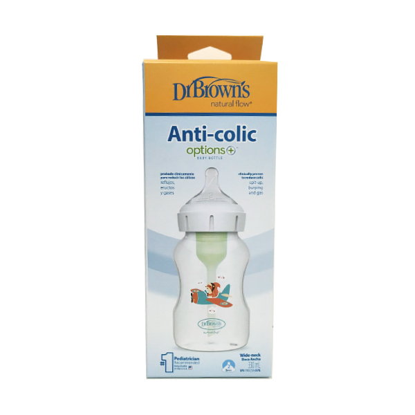 DR. BROWN´S BIBERÓN OPTIONS+ BOCA ANCHA NATURAL FLOW ARDILLA-AVION (330ML)