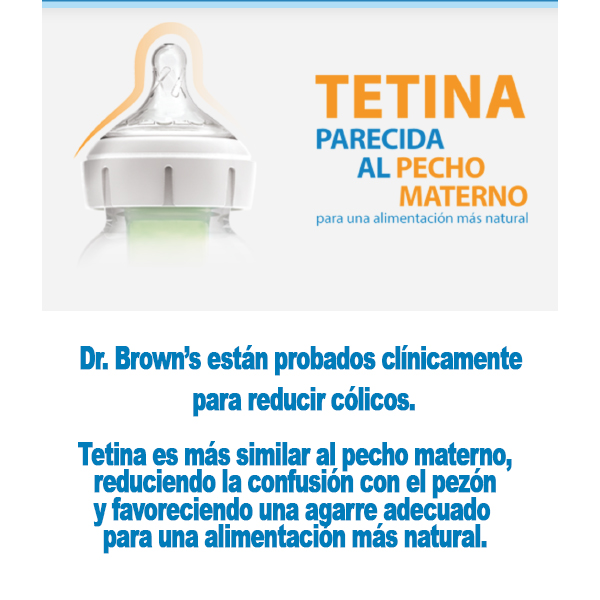 DR. BROWN´S BIBERÓN OPTIONS+ BOCA ANCHA NATURAL FLOW CONEJO-GLOBO (330ML) 