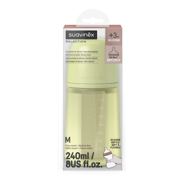 SUAVINEX BIBERÓN DE SILICONA COLOUR ESSENCE INTENSE +3M (240ML)