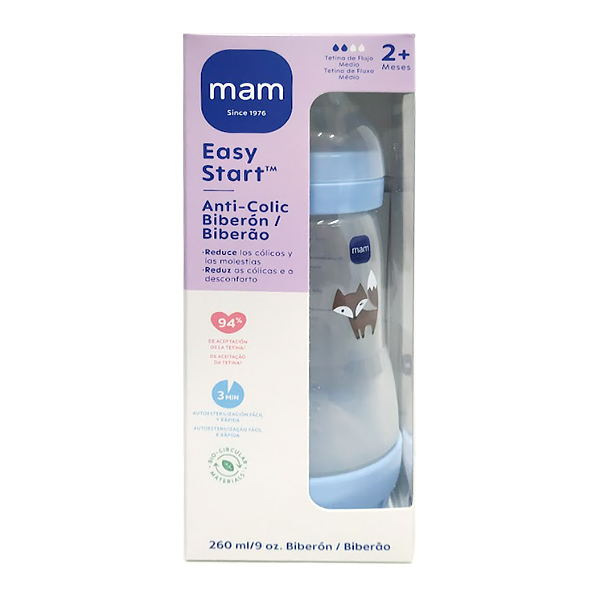 MAM BABY BIBERÓN EASY START ANTI-COLIC ZORRO +2M (260ML)
