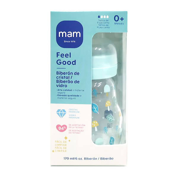 MAM BABY BIBERON FEEL GOOD CRISTAL + 0M HOJAS  (170ML)