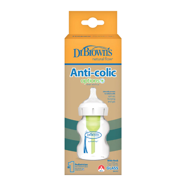DR. BROWN´S BIBERÓN OPTIONS+ ANTI-COLIC BOCA ANCHA CRISTAL (150ml)  