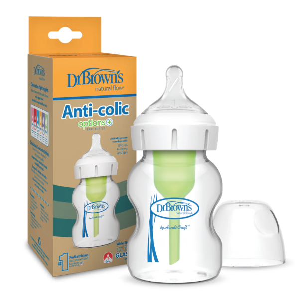 DR. BROWN´S BIBERÓN OPTIONS+ ANTI-COLIC BOCA ANCHA CRISTAL (150ml)  