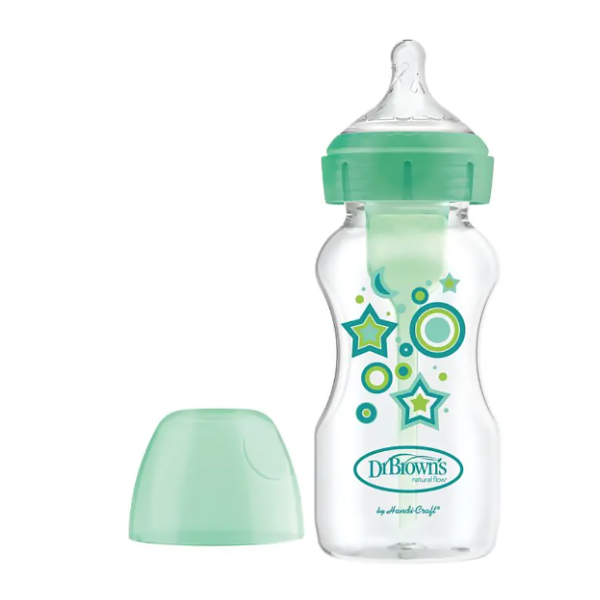 DR. BROWN´S BIBERÓN OPTIONS+ BOCA ANCHA VERDE ESTRELLAS (270ml)