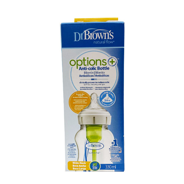 DR. BROWN´S BIBERÓN OPTIONS + BOCA ANCHA +3M (330ml)