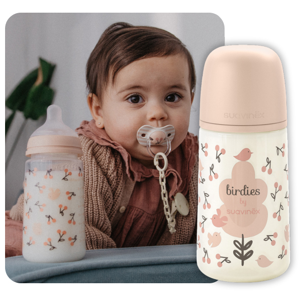 SUAVINEX BIBERÓN PRINTS TETINA FISIOLÓGICA SILICONA SX PRO FLUJO MEDIO +3M (270ML)